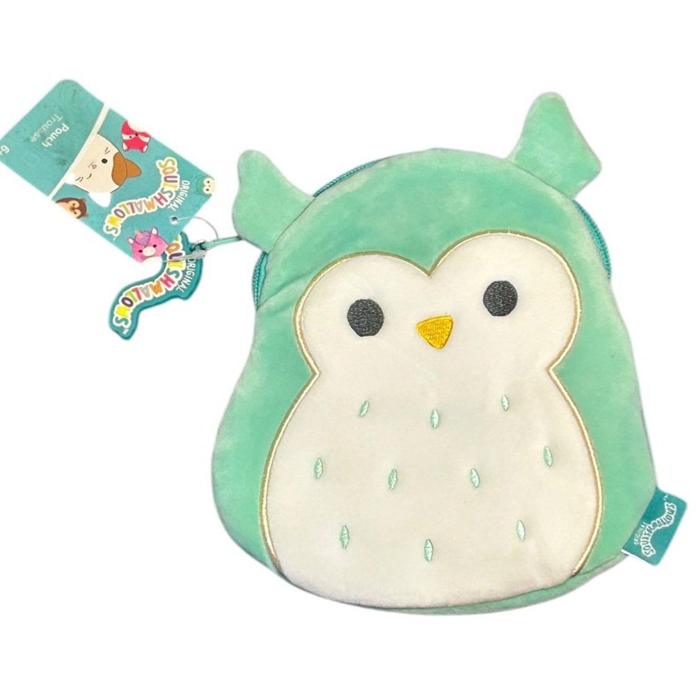 Squishmallows Winston the Owl Teal Pencil Pouch 7.5 x 7.5”